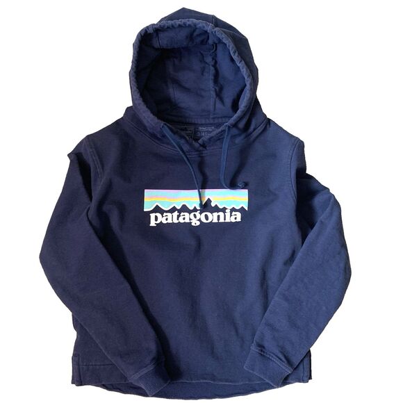 Patagonia Hoodie Small Uprisal Pullover Navy Sweatshirt Recycled Graphic - Picture 1 of 9
